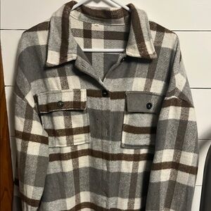 Plaid Button-Up Jacket